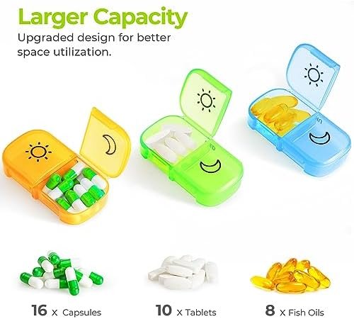 AUVON Weekly Pill Organizer 2 Times a Day with PU Leather Bag, Travel AM PM Pill... - Image 5