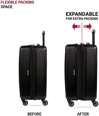 SwissGear 8018 Hardside Expandable Luggage with Spinner Wheels, Black, Carry-On ... - Image 7
