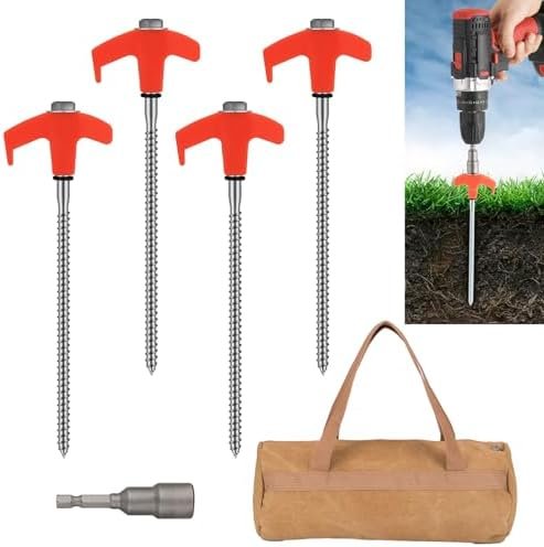 8" Screw in Tent Stakes 8PCS - Ground Anchors Screw in, Screw in Tent Stakes Hea... - Image 2