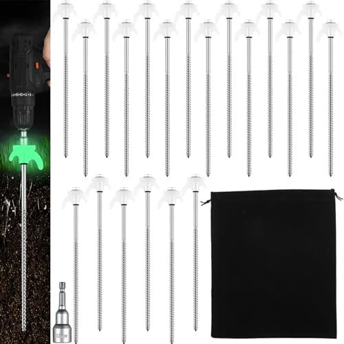 JaGely 20 Pcs 12 Inch Tent Stakes Heavy Duty Grow in The Dark Tent Stakes Metal ... - Image 2