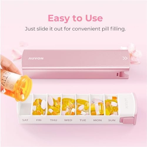 AUVON Aluminum Alloy Weekly Pill Organizer with Slide Design, Travel Pill Box 7 ... - Image 5