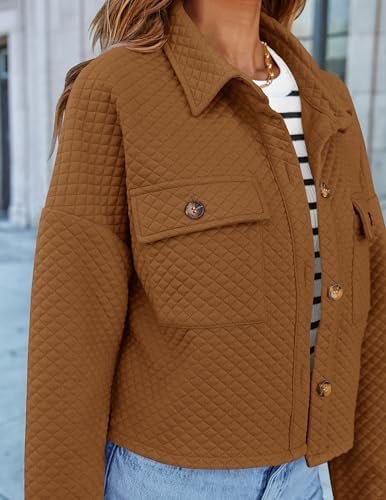 ZESICA Women's Fall Casual Shacket Jackets 2024 Long Sleeve Button Down Lightwei... - Image 8