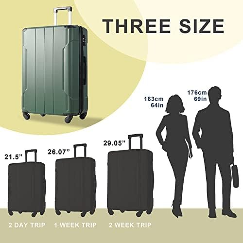 Merax Luggage Expandable Lightweight Spinner Suitcase with Corner Guards (Green1... - Image 7