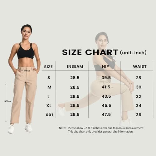 Womens Cargo Hiking Pants - Travel Lightweight Water Resistant 4 Pockets Casual ... - Image 7