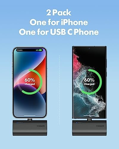 2 Pack Portable Chargers for iPhones & Android, 5000mAh Mini Power Banks, 20W PD... - Image 3
