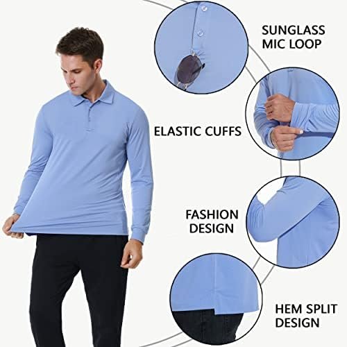 JWM Men's Long Sleeve Golf Polo Shirts - Athletic Casual Travel Performance Coll... - Image 5