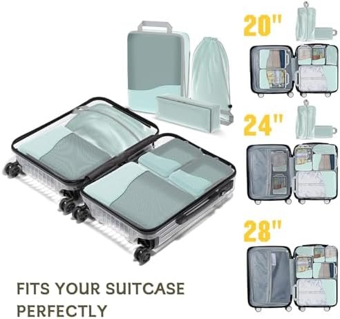 Compression Packing Cubes 8 Set, Dual Zipper Compression Packing Cubes for Trave... - Image 8