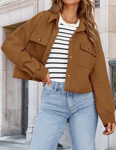 ZESICA Women's Fall Casual Shacket Jackets 2024 Long Sleeve Button Down Lightwei... - Image 3