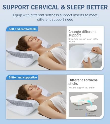 Cervical Neck Pillow, Ergonomic Memory Foam Pillows for Neck and Shoulder Pain R... - Image 4