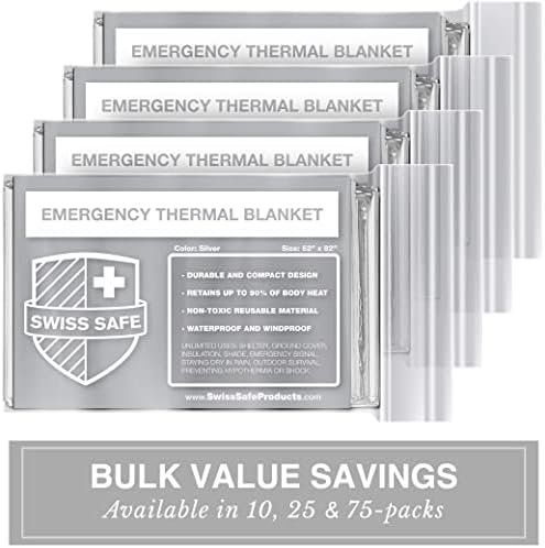 Swiss Safe Emergency Mylar Thermal Blankets + Bonus Space Blanket - Compact & In... - Image 3