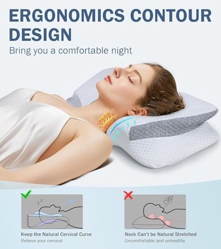 Cervical Neck Pillow, Ergonomic Memory Foam Pillows for Neck and Shoulder Pain R... - Image 5