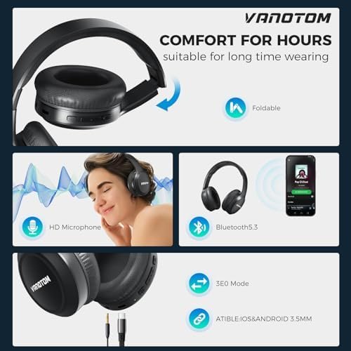 Wireless Headphones Bluetooth Headphones with Microphone,Noise Canceling Wireles... - Image 5
