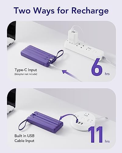 VRURC Portable Charger with Built in Cables 20000mAh, 22.5W Fast Charging USB C ... - Image 5