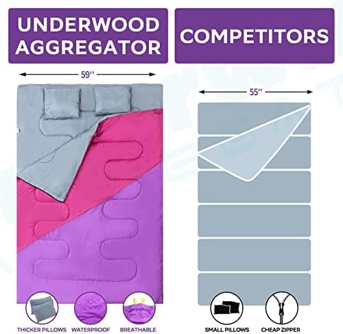 Double Sleeping Bag for Adults Kids - Lightweight 2 Person Sleeping Bag with Pil... - Image 9