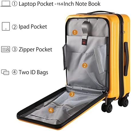 TydeCkare 20 Inch Carry On Luggage with Front Zipper Pocket, 45L, Lightweight AB... - Image 3