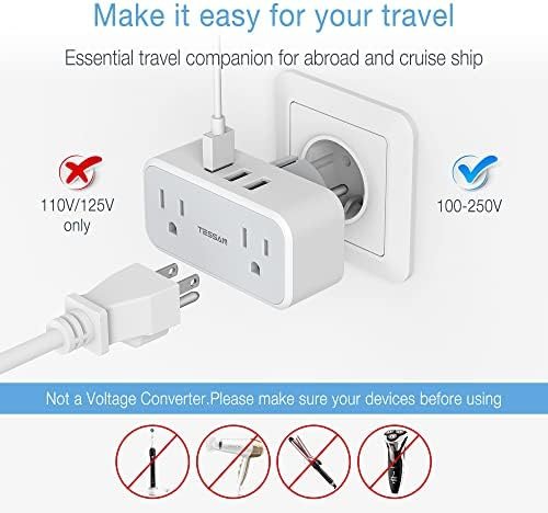 TESSAN Type E/F Plug Adapter, Germany France Power Adapter, Korea Cruise Travel ... - Image 6