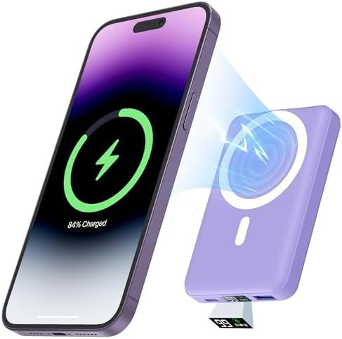 podoru Wireless Portable Charger, 10000mAh Magnetic Power Bank with Type-C Cable... - Image 2