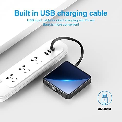 12000mAh Small Power Bank,Mini Portable Charger Built in 4 Cables,USB C Input/Ou... - Image 6