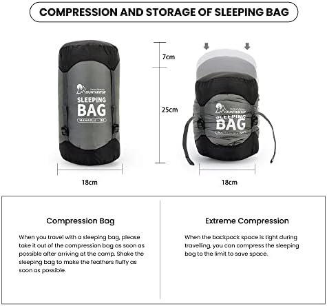 MOUNTAINTOP Down Fill Sleeping Bag for Adults Ultralight Backpacking Sleeping Ba... - Image 4