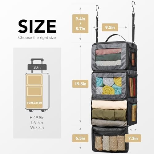 Hanging Shelves Packing Cubes for Travel, Collapsible Carry On Luggage Organizer... - Image 3