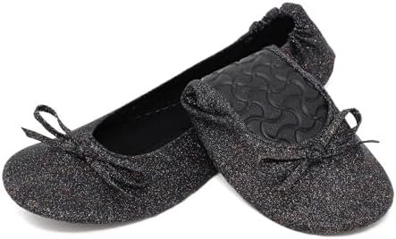 Silky Toes Women's Glitter Foldable Ballet Flat Roll Up Slipper Shoes - Image 3