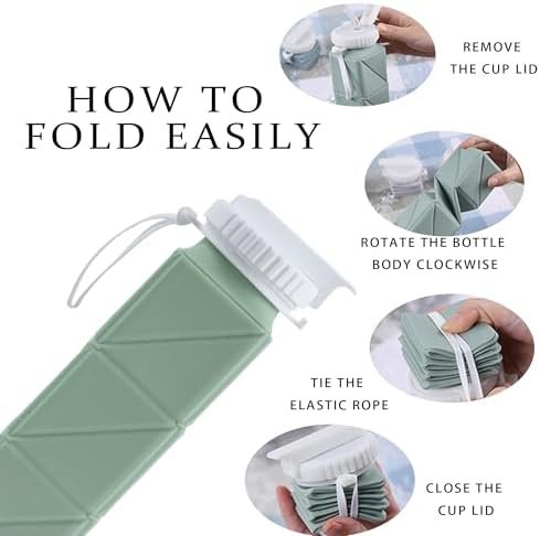 Collapsible Water Bottles, Food Grade BPA Free Silicone Foldable Travel Water Bo... - Image 3