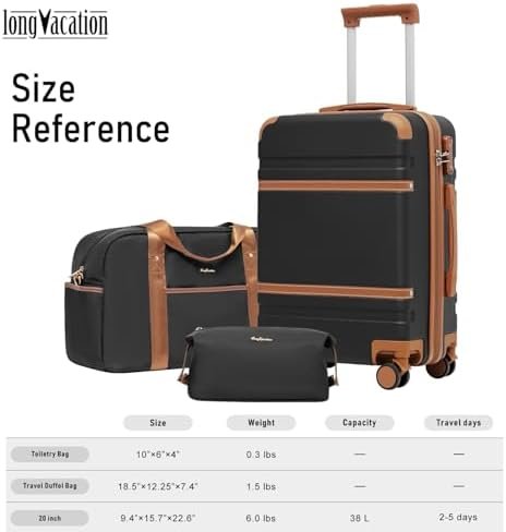 LONG VACATION Luggage Set 3 Piece Set Luggage ABS Carry on Suitcase Hardside Lug... - Image 8