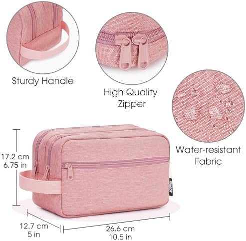 WANDF Travel Toiletry Bag with Wet Compartment Toiletry Organizer Shaving Bag Ha... - Image 3