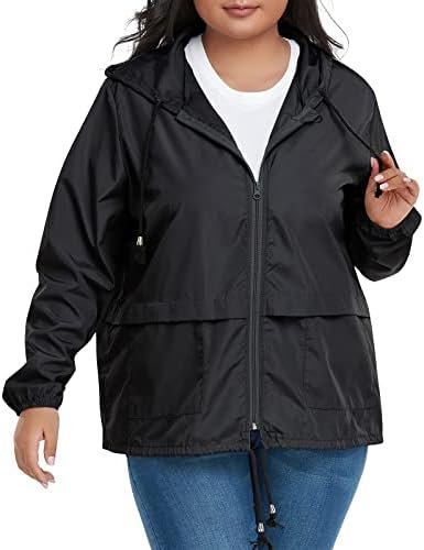 American Trends Women Plus Size Light RainCoat Jackets Packable Hooded Waterproo... - Image 2
