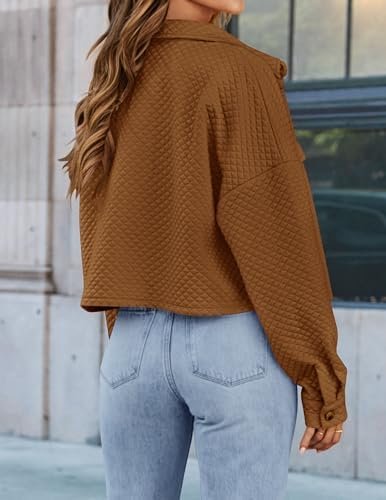 ZESICA Women's Fall Casual Shacket Jackets 2024 Long Sleeve Button Down Lightwei... - Image 5