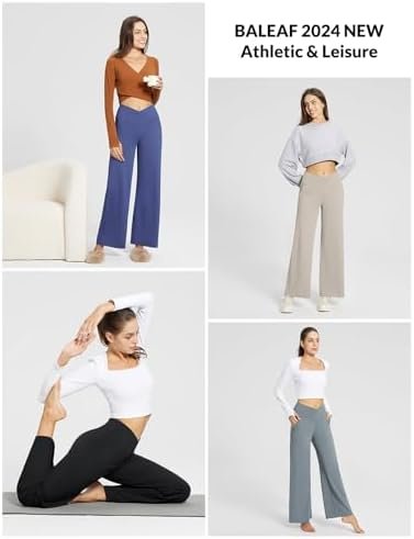 BALEAF Women's Wide Leg Yoga Pants Crossover High Waist Loose Pants with Pockets... - Image 7
