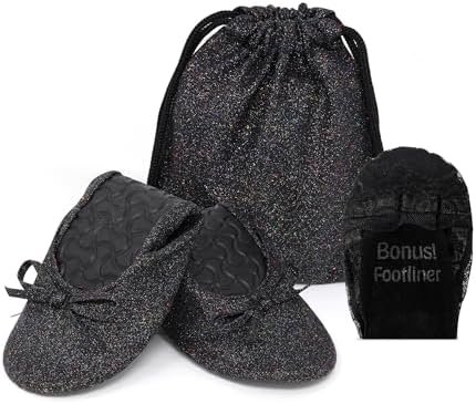 Silky Toes Women's Glitter Foldable Ballet Flat Roll Up Slipper Shoes - Image 2