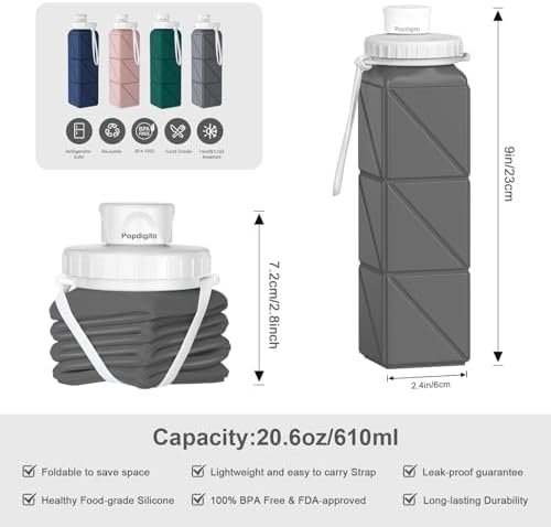 Collapsible Water Bottles Flexible Bpa Free Silicone Reusable Foldable Water Bot... - Image 9