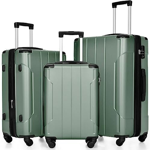 Merax Luggage Expandable Lightweight Spinner Suitcase with Corner Guards (Green1... - Image 2