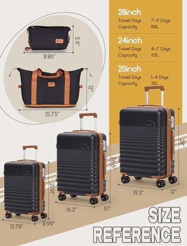 Luggage Sets 5 Piece, Suitcases with Wheels, Hardshell Suitcase Set, ABS Carry o... - Image 3
