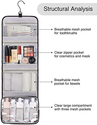 Relavel Travel Hanging Toiletry Bag for Men Women Travel Kit Shaving Bag Waterpr... - Image 7