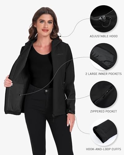Softshell Jacket Women Lightweight Fleece Lined Rain Jacket Ladies Coats Waterpr... - Image 4