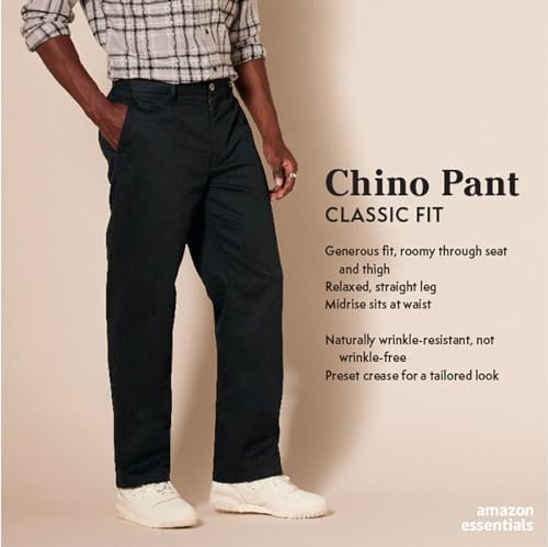 Amazon Essentials Men's Classic-Fit Wrinkle-Resistant Pleated Chino Pant (Availa... - Image 3
