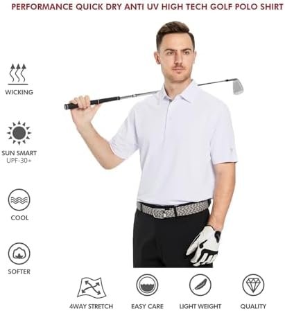 Mens Golf Shirt Short Sleeve Moisture Wicking Dry Fit Performance Solid Casual P... - Image 6