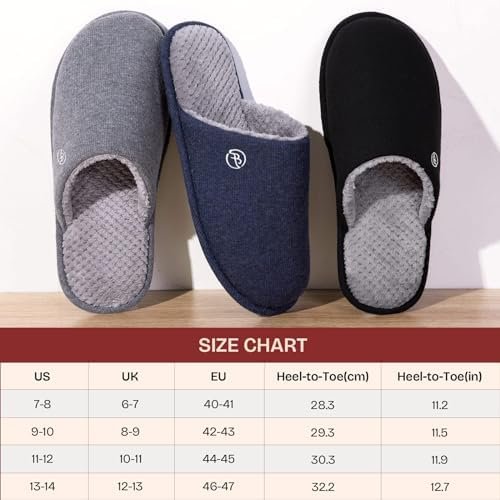 EverFoams Men's Cotton Knit Slippers Lightweight Memory Foam Indoor House Shoes ... - Image 7