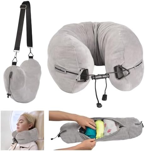 DreamShore Travel Pillow for Extra Luggage: Stuffable Neck Pillow with Adjustabl... - Image 2