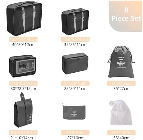 8 Set Travel Packing Organizers Luggage Cubes Organizer Cube Bag Set Suitcase Ca... - Image 3