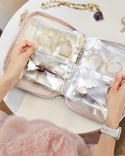 BAGSMART Jewelry Travel Case, Ring Binder Storage Book with Clear Pockets, Zippe... - Image 6
