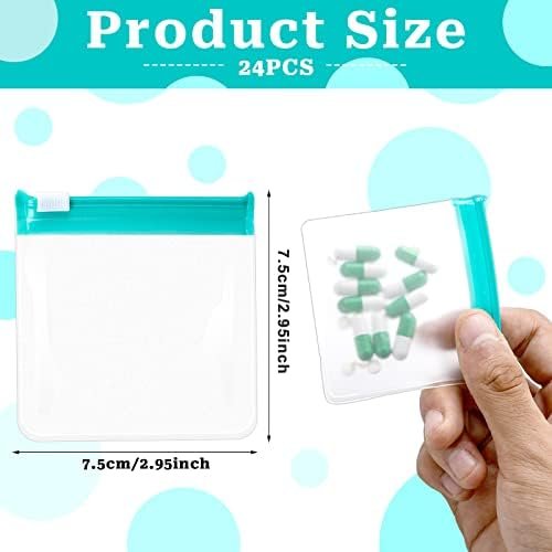24 Pcs Travel Pill Packets Pill Pouch Bags Reusable Zippered Medicine Bag Set Se... - Image 3