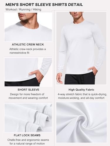 Men's 1 or 3 Pack Performance Long Sleeve T-Shirts, UPF 50+ Sun Protection Shirt... - Image 6