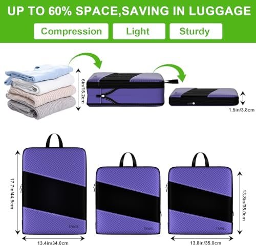 Compression Packing Cubes for Suitcases, UNTIFUL 6 Set Travel Organizer Cubes fo... - Image 5