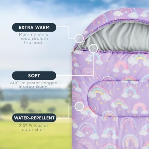 Wake In Cloud - Kids Sleeping Bag for Girls Boys Toddlers, Camping in Warm Cold ... - Image 4