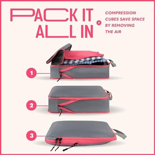 Compression Packing Cubes Travel, 4 Set/6 Set Packing Cubes for Carry on Suitcas... - Image 7