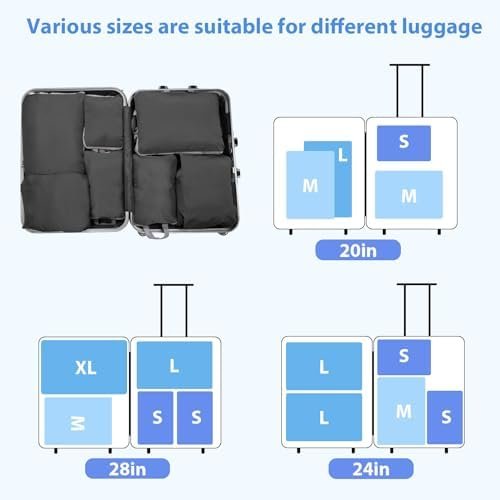 Funarty 8 Set Compression Packing Cubes for Suitcases, Double Zipper Compression... - Image 7