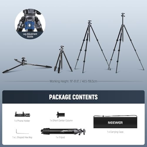 NEEWER LITETRIP LT07 61" Aluminum Travel Tripod for Camera w Pan Tilt Low Profil... - Image 10